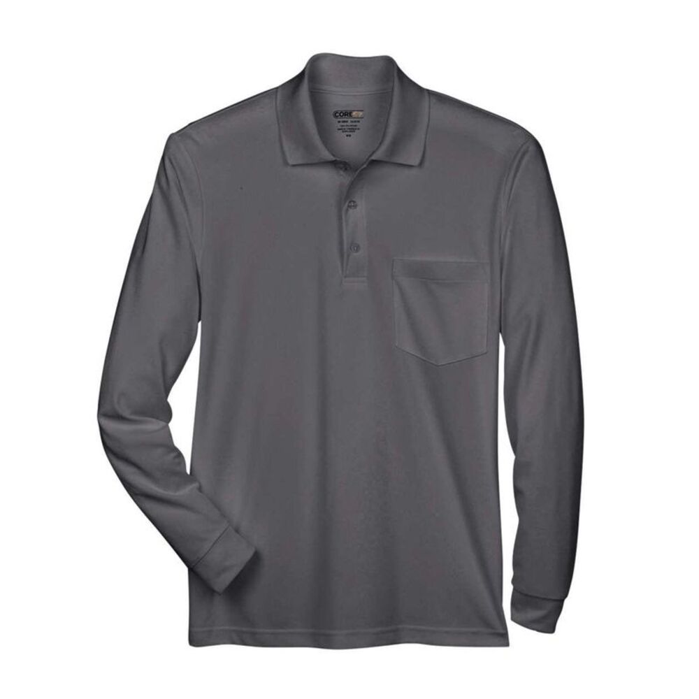 CORE365 Pinnacle Performance Long Sleeve Piqu Polo with Pocket / Carbon